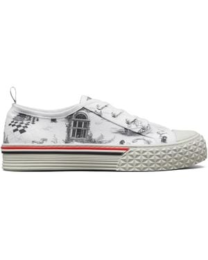 Thom Browne Zapatillas Bajas Con Estampado Toile - Blanco
