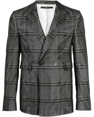 SAPIO Plaid-Check Print Cotton Blazer - Black