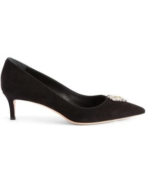 Giuseppe Zanotti Crystal-Embellished Leather Pumps - Black