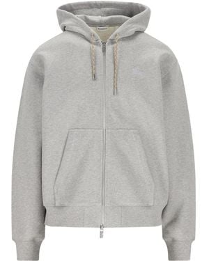 Burberry Check-Detail Hoodie - Grey