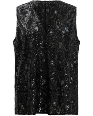 F.it Sequin V-Neck Top - Black
