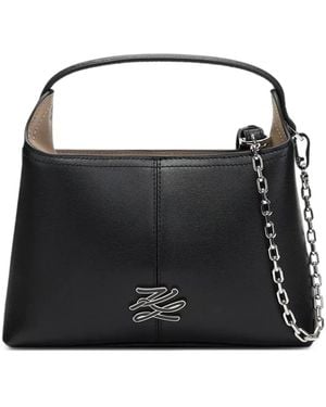 KARL LAGERFELD Small K/Autograph Chain Tote Bag - Black