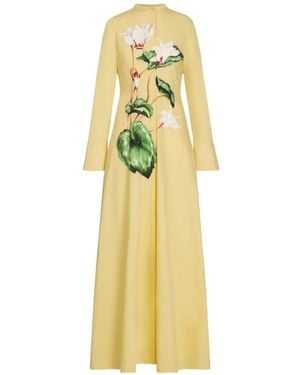 Oscar de la Renta Floral-Print Maxi Dress - Metallic