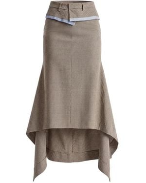 Monse Deconstructed-Waistband Houndstooth Midi Skirt - Natural