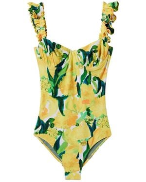 La DoubleJ Badeanzug mit Blumen-Print - Grün