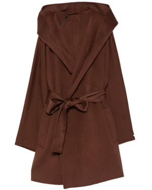 Marella Hooded Belted Coat - Brown