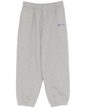 Vetements Logo-Embroidered Track Trousers - Grey
