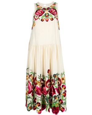 Sea Wilhelmina Floral-Embroidered Midi Dress - White