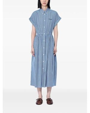 Miu Miu Vertical Stripe Poplin Midi-Dress - Blue