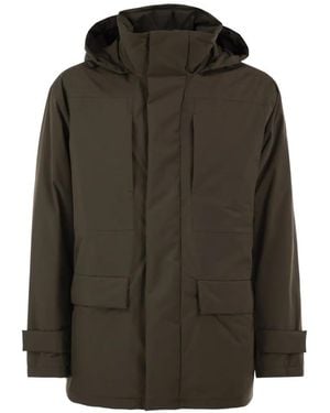 Herno Hooded Concelaed-Fastening Parka - Brown