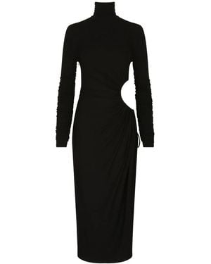 Dolce & Gabbana Midi Cut-Out High-Neck Dress - Black