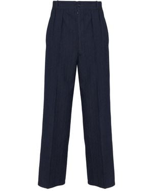 Maison Margiela Pleated Pinstripe Trousers - Blue