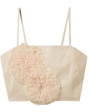 Twinset Appliqué Crop Top - Natural