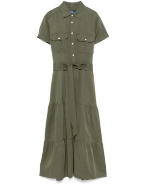 Polo Ralph Lauren Tiered Linen Dress With Detachable Belt - Green