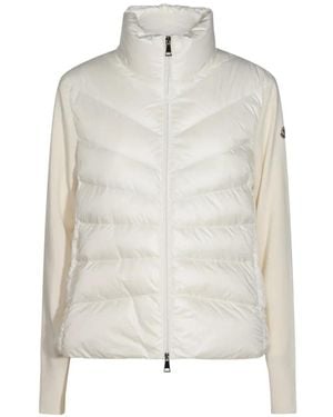 Moncler Padded Wool Zip-Up Cardigan - White