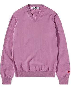 COMME DES GARÇONS PLAY V-Neck Logo-Detail Sweater - Purple