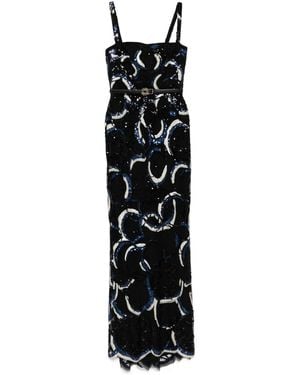 Elie Saab Embroidered Long Dress - Black