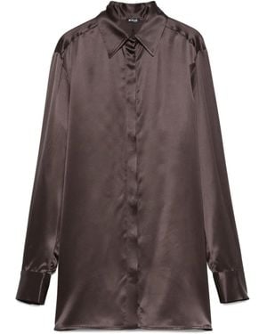 Kiton Zijden Blouse - Bruin