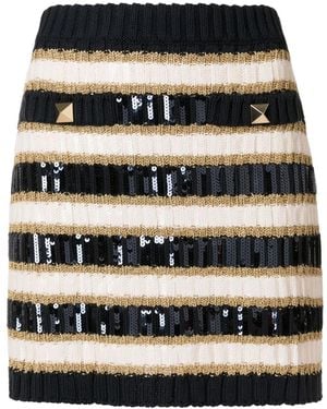 Valentino Garavani Rockstud-Detail Stripe-Knit Skirt - Black