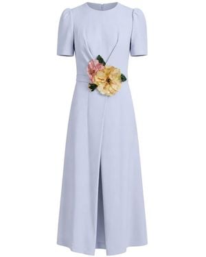 Dolce & Gabbana Cadi Floral-Appliqué Darted Midi Dress - Blue