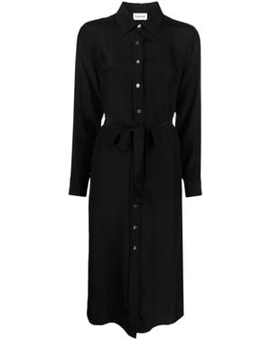 P.A.R.O.S.H. Belted Silk Shirt Dress - Black