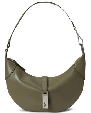 Polo Ralph Lauren Logo-Detail Leather Shoulder Bag - Grey