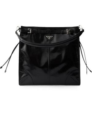Prada Bonnie Buckle-Detail Leather Shoulder Bag - Black