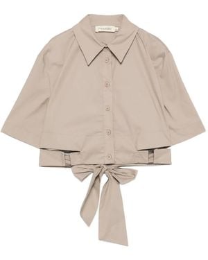 MOUTAKI Tie-Fastening Cropped Shirt - Natural