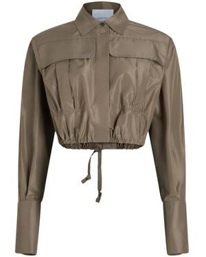 Patou Cropped Faille Safari Shirt - Brown