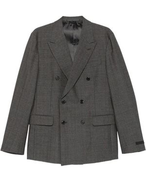 Prada Double-Breasted Pinstriped Suit - Grey