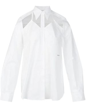 Pushbutton Uitgesneden Blouse - Wit