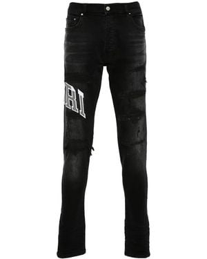 Amiri Varsity Logo Repair Jeans - Black