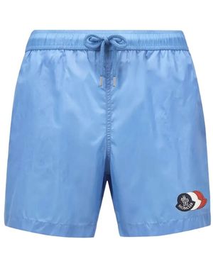 Moncler Logo-Patch Swim Shorts - Blue