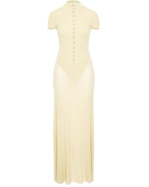 MANURI Mock-Neck Maxi Dress - White