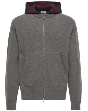 Moncler Zip-Up Striped Hoodie - Grey