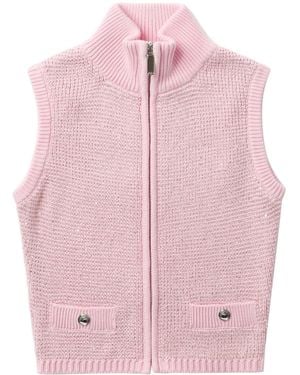 Alessandra Rich Cardigan Smanicato Con Paillettes - Rosa