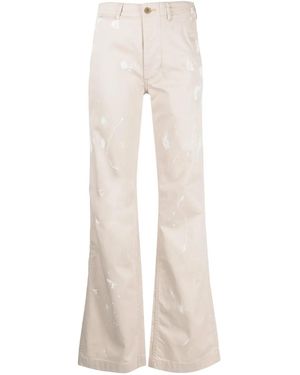 R13 Paint-Splatter Flared Trousers - Natural