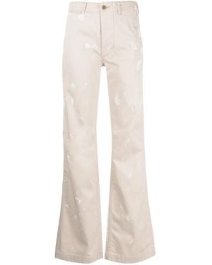 R13 Paint-Splatter Flared Pants - Natural