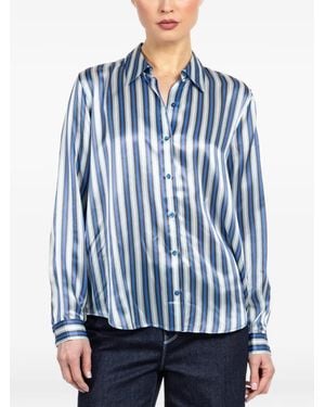 L'Agence Striped Long-Sleeve Blouse - Blue