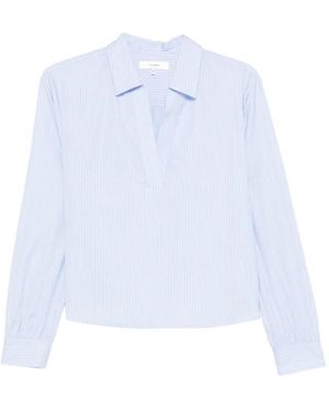 FRAME V-Neck Striped Blouse - White
