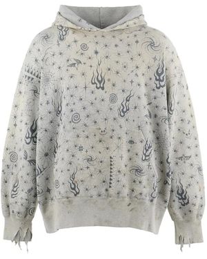 SAINT Mxxxxxx X Dr.Woo Tattoo-Print Hoodie - Gray