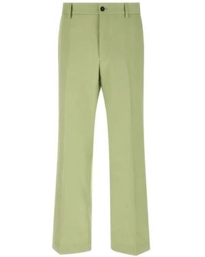 Prada Stretched Pleat Poplin Trousers - Green