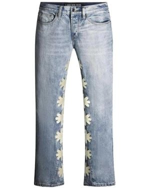 LOSTSHDWS Flower-Embroidered Jeans - Blue
