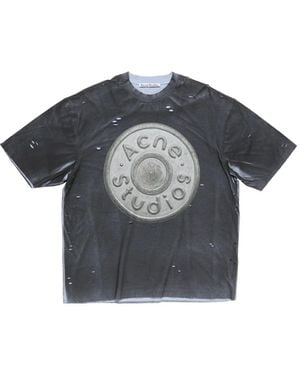 Acne Studios Logo Distressed T-Shirt - Grey