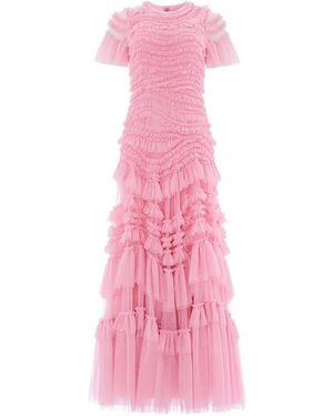 Needle & Thread Abito Wild Rose A Maniche Corte - Rosa