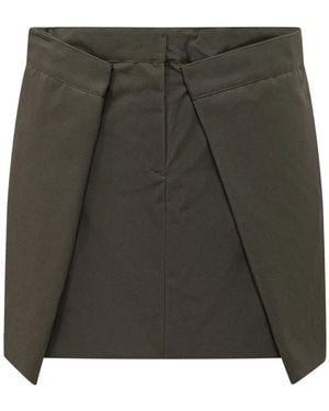 MSGM Gabardine Folded-Detail Mini Skirt - Green