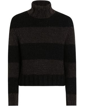 Dolce & Gabbana Pull Rayé À Col Roulé - Noir
