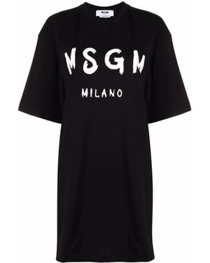 MSGM Abito Con Logo - Black