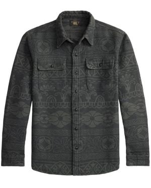 RRL Abstract-Pattern Overshirt - Black