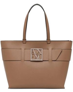 ARMANI EXCHANGE Susy Monogram Tote Bag - Brown